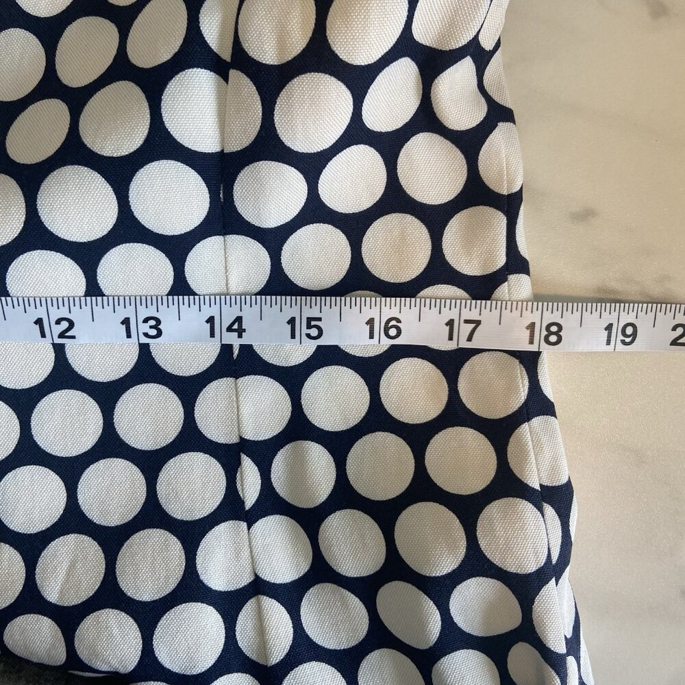 ANN TAYLOR Sz 12 Blue & Cream Polka Dot Silk Sleeveless Knee Length Lined Dress - Picture 12 of 12
